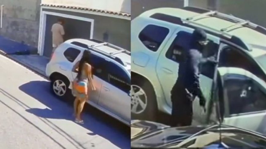 VÍDEO: Mulher é alvejada e leva mais de 10 tiros na porta de casa; Câmera de segurança registrou o momento dos disparos