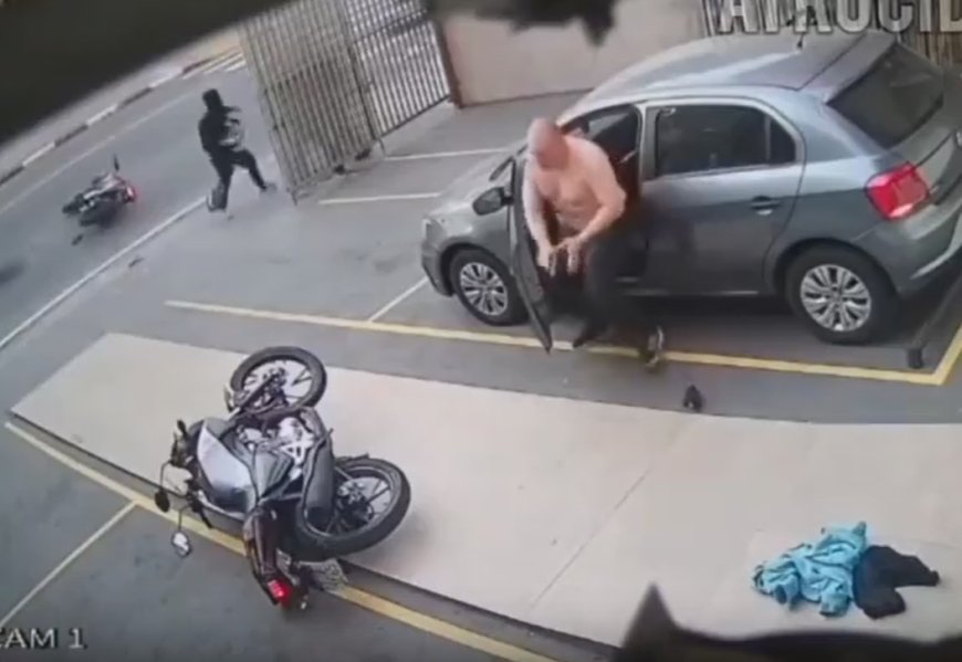 VÍDEO: PM de folga reage a assalto em estacionamento e bandidos passam 'perrengue'; Assista