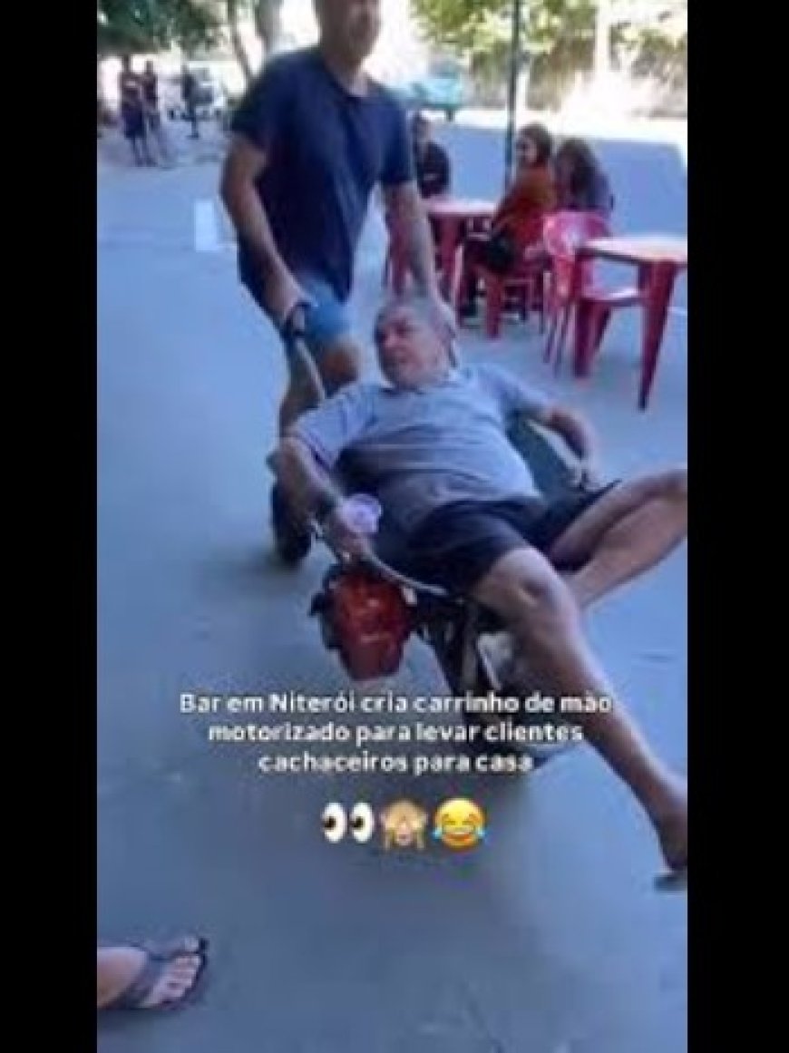 VÍDEO: Dono de bar cria carrinho de mão motorizado para levar clientes “cachaceiros” para casa; Confira 😂