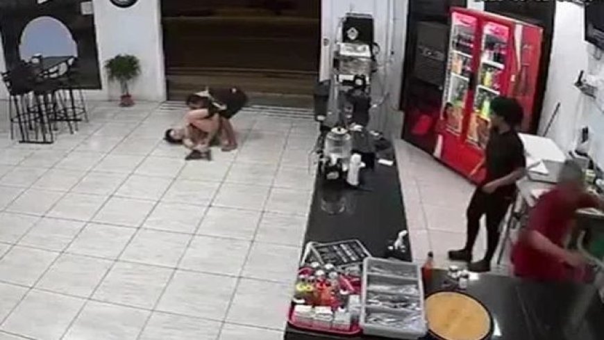 Corajosa! Mulher dá golpe de jiu-jítsu, desarma bandido e impede assalto em restaurante. VEJA VÍDEO